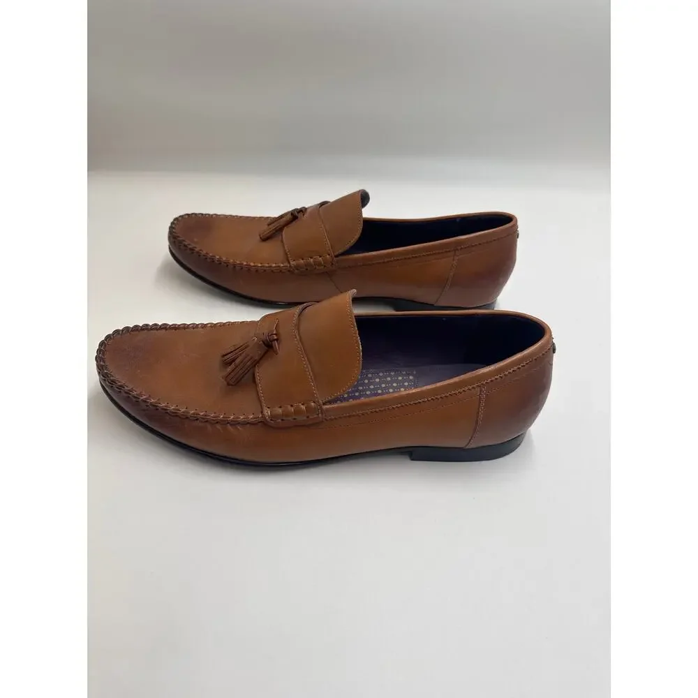 Ted Baker Simbaa Tassel Loafers Men's US 9 Brown Leather Slip On Dress Shoes